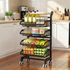 4 Tier Kitchen Trolley with Lockable Wheels, Vegetable Storage Rack on Wheels