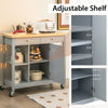 Kitchen Island Cart Rolling Kitchen Island w/4 Open Shelves Grey Mobile