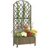 Outsunny Garden Bed w/Metal Trellis, Wooden Elevated Planter Box Carbonised