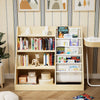 4-Tier Kids Wooden Bookshelf Six Layer Sling Bookcase for Books and Toys