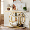 105cm Industrial Console Table, 4-Tier Narrow Entryway Sofa Table w/ Circle Base