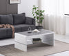 Coffee Table White High Gloss 2 Tier Grey Glass Top Designer Rectangle Home