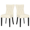 2 pcs Faux Leather Dining Chairs Set PU Seat Soft Back Wooden Legs Kitchen Chair