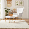 Modern Accent Chair with Footstool Set Upholstered Boucle Padded Seat Metal Legs