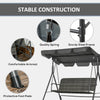 3-Seater Outdoor Rattan Swing Chair, Hanging Bench w/ Stand & Adjustable Canopy