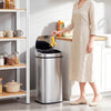 68L Sensor Dustbin Stainless Steel Automatic Kitchen Waste Bin Silver
