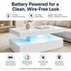 White Gloss Coffee Table with LED Lights – 90cm Modern Living Room Table