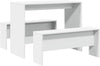 Dining Table Bench Set 3pc 4 Seater Rectangular Kitchen Dining White Wood Modern