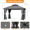 Outdoor Patio Gazebo Pavilion Canopy Double Roof w/LED Light & Bluetooth Speaker