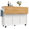 Kitchen Trolley Storage Islands & Carts with Extendable Rubberwood Worktop White
