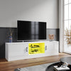 150cm White High Gloss TV Stand Cabinet TV Unit with LED Lights Storage Doors