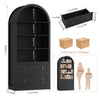 Arched Bookcase with Drawers Arch Display Cabinet Tall Bookshelf 79.5x36x177cm