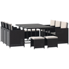10 Seater Rattan Cube Garden Furniture with Cushions, Rattan Dining Set, Black