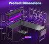 L Shaped Corner Desk with Drawer, Power Outlet & LED Light Computer Table