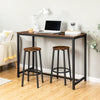Bar Stools Set of 2 with Footrest, Industrial Breakfast Bar Stools, Rustic Brown