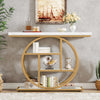 105cm Industrial Console Table, 4-Tier Narrow Entryway Sofa Table w/ Circle Base