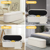 45.5" White Teddy Velvet Long Storage Bench Ottoman Upholstered End of Bed Stool