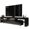 200cm TV Unit I Modern Cabinet TV Stand I Black High Gloss Doors I Free LED