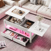 LED Lift Top Coffee Table With Drawers 4 in 1 White Convertible Centre Table