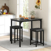 Bar Table Set Marble Effect Top Compact Breakfast Dining Table with Stools Black