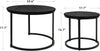 Nesting Coffee Tables Set of 2, Black Round Modern Side Tables with Metal Frame