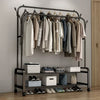 Metal Clothes Rail Rolling Garment 2 Shelf Heavy Duty Hanging Rack Display Stand