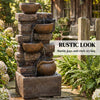 Outdoor Fountain, Resin Garden Fountain with Adjustable Flow, Rustic Brown