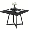 80cm Black Square Dining Table, Industrial Small Kitchen Table with Metal Base