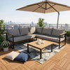5-Seater Garden Furniture Set L-Shaped Corner Sofa With Square Coffee Table Grey