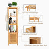 140cm Tall Bathroom Cabinet Freestanding Storage Unit w/ 3 Shelves Slim Cupboard