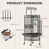 60in Large Pet Bird Cage with Rolling Stand Metal Parrot Cage with Play Top Bowl