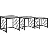 Set of 3 Nesting Coffee Tables Square Side Tables with Metal Frame, Grey