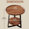 Round Coffee Table，2 Tier Side Table with Storage Shelf，Steel Frame Nightstand