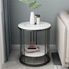 2Tier Round Side Table Marble Top Coffee Table Bedroom Nightstand Indoor Outdoor