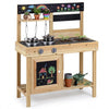 Mud Kitchen for Kids Outdoor Wooden Pretend Play Kitchen with Stoves