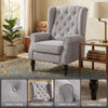 Retro Accent Chair Wingback Armchair with Wood Frame for Living Room Dark Grey