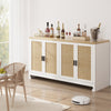 Wooden Sideboard Buffet Storage Cabinet Kitchen Cupboard with 4 Rattan Doors