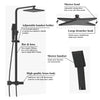 Bathroom Thermostatic Mixer Shower Set Square Black Twin Head Exposed Valve