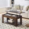 Brown Coffee Table with Lift Top Storage Shelf Wood Modern Living room
