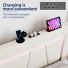 NEW LED OTTOMAN STORAGE PANEL WHITE PU LEATHER UPHOLSTERED BED FRAME DOUBLE Jszs