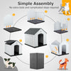 Large Dog House Waterproof Plastic Pet Shelter with Air Vents Grey