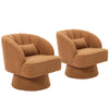 360° Swivel Accent Chair Upholstered Barrel Chair w/Striped Backrest Living Room