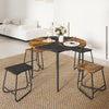 118cm Round Kitchen Table & 4 Stools with Wooden Tabletop Brown