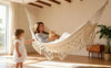 Large Boho Cotton Fringe Double Camping Hammock Bed White 2 Person 200x150cm