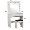 Dressing Table with LED Mirror Modern Makeup Desk Vanity Table Set + Stool White
