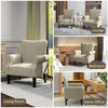 Upholstered Modern Accent Chair, Armchair with Wood Legs, Beige