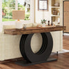 63-Inch Industrial Console Table Narrow Entryway Sofa Table w/ Black Metal Base
