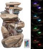 Garden Water Feature Outdoor LED Fountain 4 Tier Rock Waterfall - 102cm High