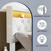 NEW LED OTTOMAN STORAGE PANEL WHITE FABRIC UPHOLSTERED BED FRAME DOUBLE Vsdkycaw