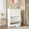 White 2 Drawers Shoe Rack Footwear Storage Hallway Cabinet Organiser Cupboard